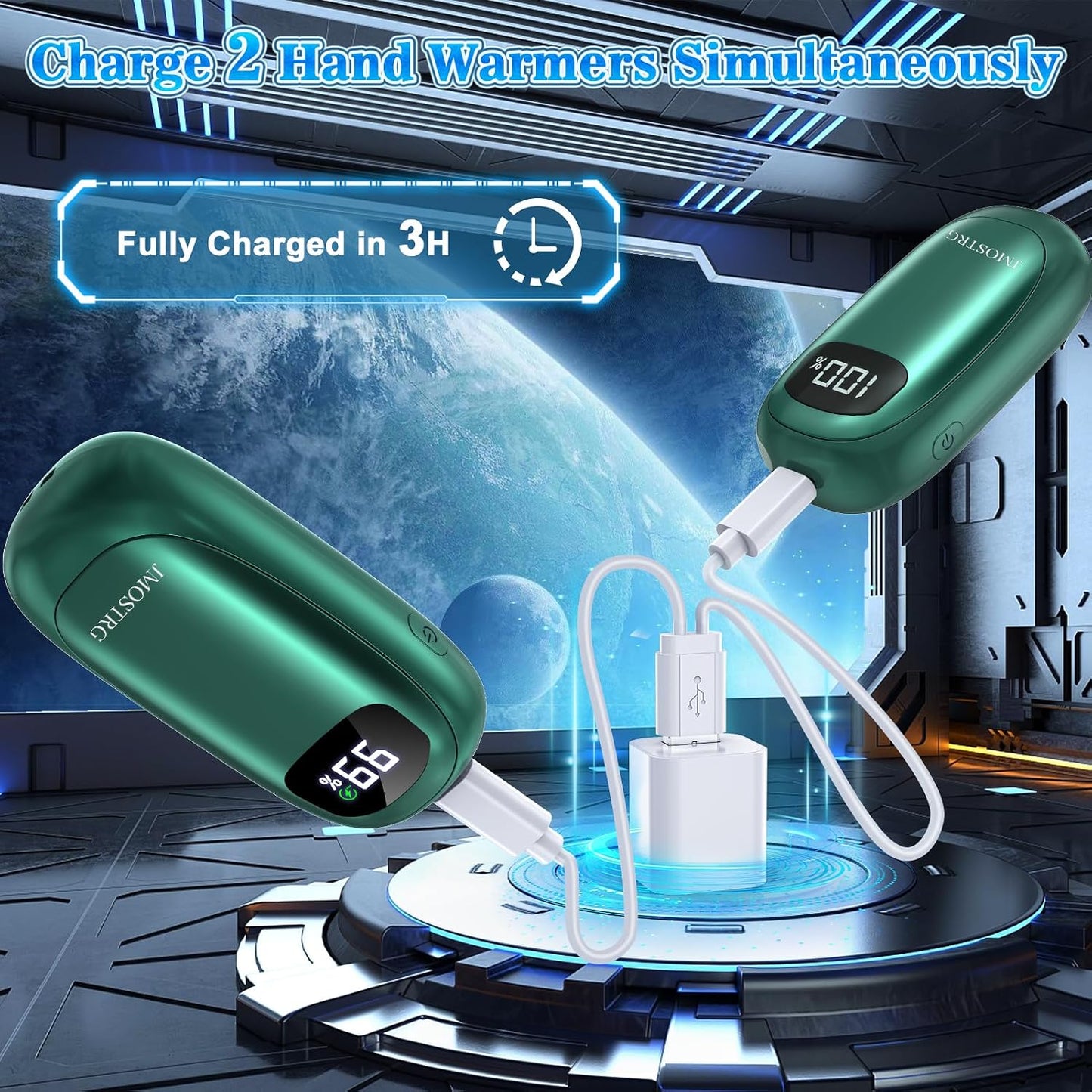 Hand Warmers Rechargeable, Electric Dual-Sided Heating with LED Display & Flashlight, Max 127℉, 13Hrs Long Lasting Pocket Heater for Raynauds, Golf, Hunting, Camping, Birthday Gifts for Men Women