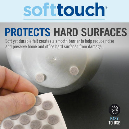 SoftTouch 3/8" Round Mini Self-Stick Furniture Slider Felt Pads for Hard Surfaces, Noise-Reducing Adhesive Furniture Moving Pads for Beds, Sofas, Dressers, 84-Count, Beige