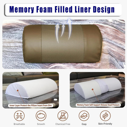 Breathable Perforated Leather Recliner Memory Foam Head Pillow - Non-Slip Base with Adjustable Neck Support in Chocolate, for Recliners, Sofas, and Loveseats, Ensuring Unmatched Relaxation