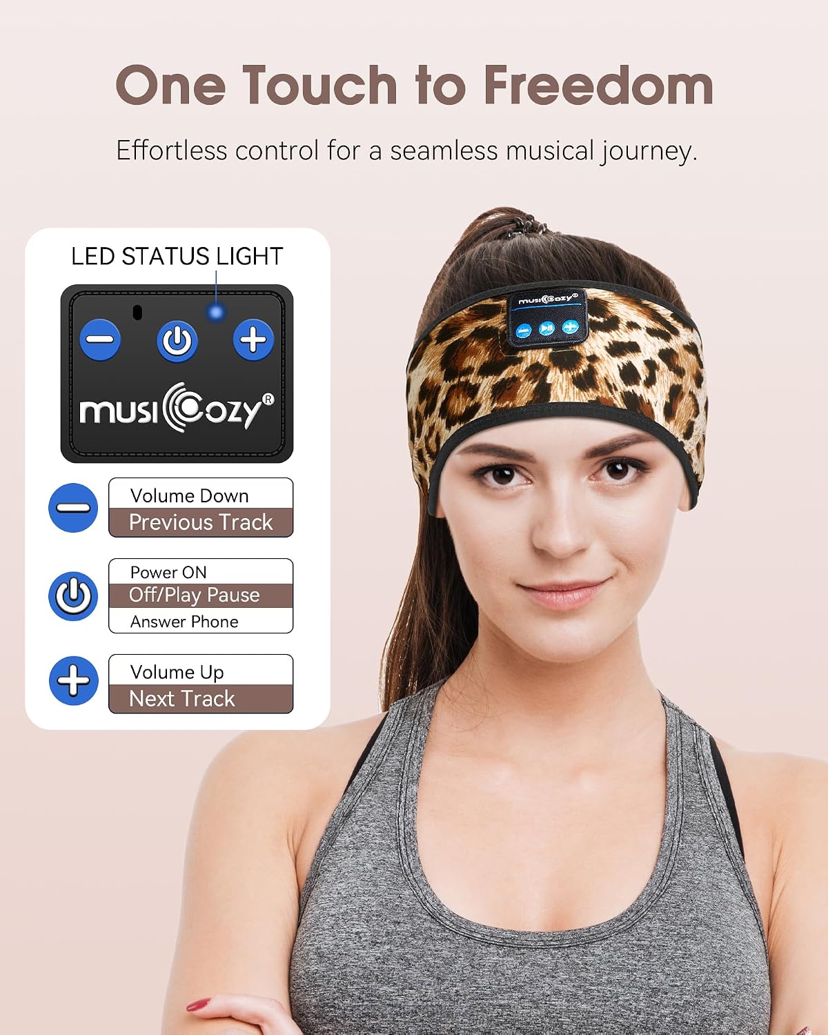 MUSICOZY Sleep Headphones Bluetooth Headband Headphones for Side Sleepers | Sleeping Headbands Wireless Sports Earphones Sweat Resistant Earbuds for Workout Running Cool Gadgets Unique Gifts for Women