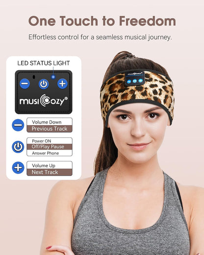 MUSICOZY Sleep Headphones Bluetooth Headband Headphones for Side Sleepers | Sleeping Headbands Wireless Sports Earphones Sweat Resistant Earbuds for Workout Running Cool Gadgets Unique Gifts for Women