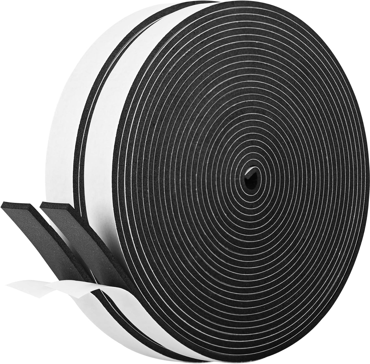 Kikerike Self Adhesive Foam Tape Weatherstrip 1/2In x 1/4In x 42Ft High Density Foam Insulation Strips Seal Weather Stripping with Strong Adhesive for Door and Window Sound Isolation Soundproofing