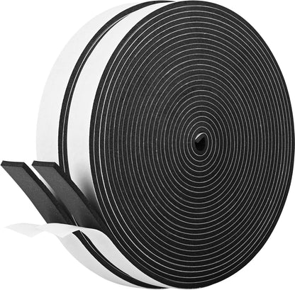 Kikerike Self Adhesive Foam Tape Weatherstrip 1/2In x 1/4In x 42Ft High Density Foam Insulation Strips Seal Weather Stripping with Strong Adhesive for Door and Window Sound Isolation Soundproofing