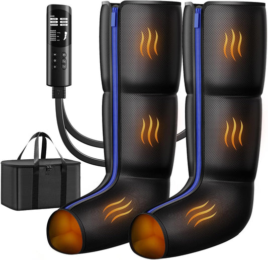 Calf & Leg Air Compression Massager with Heat for Circulation, Charcoal‌ Black
