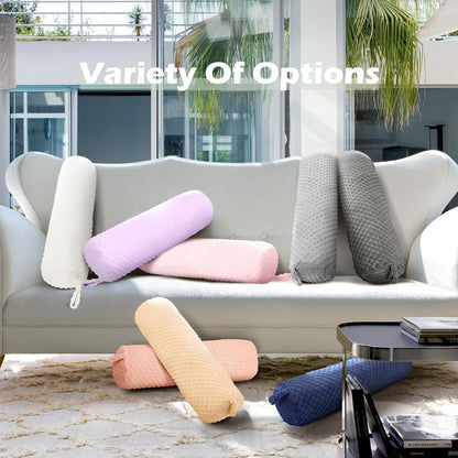Cervical Neck Roll Pillow for Girl Bed Decoration Blush Pink 24in