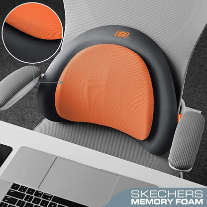 Skechers Lumbar Pillow Premium Memory Foam,Double-Layer-Office Chair Cushion for Tailbone Pain Relief,Butt Pillow for Office Chair,Car seat Cushion,Long Sitting Office Workers,and Car Drivers,Black