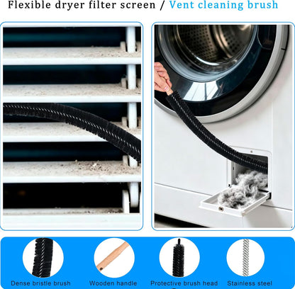 Dryer Vent Cleaner Kit Dryer Lint Cleaner Kit - Household Universal Vacuum Hose Attachment + Lint Brush for Easy Vent Cleaning, Hose Fit Most Vauum Cleaners to Improve Dryer Efficiency