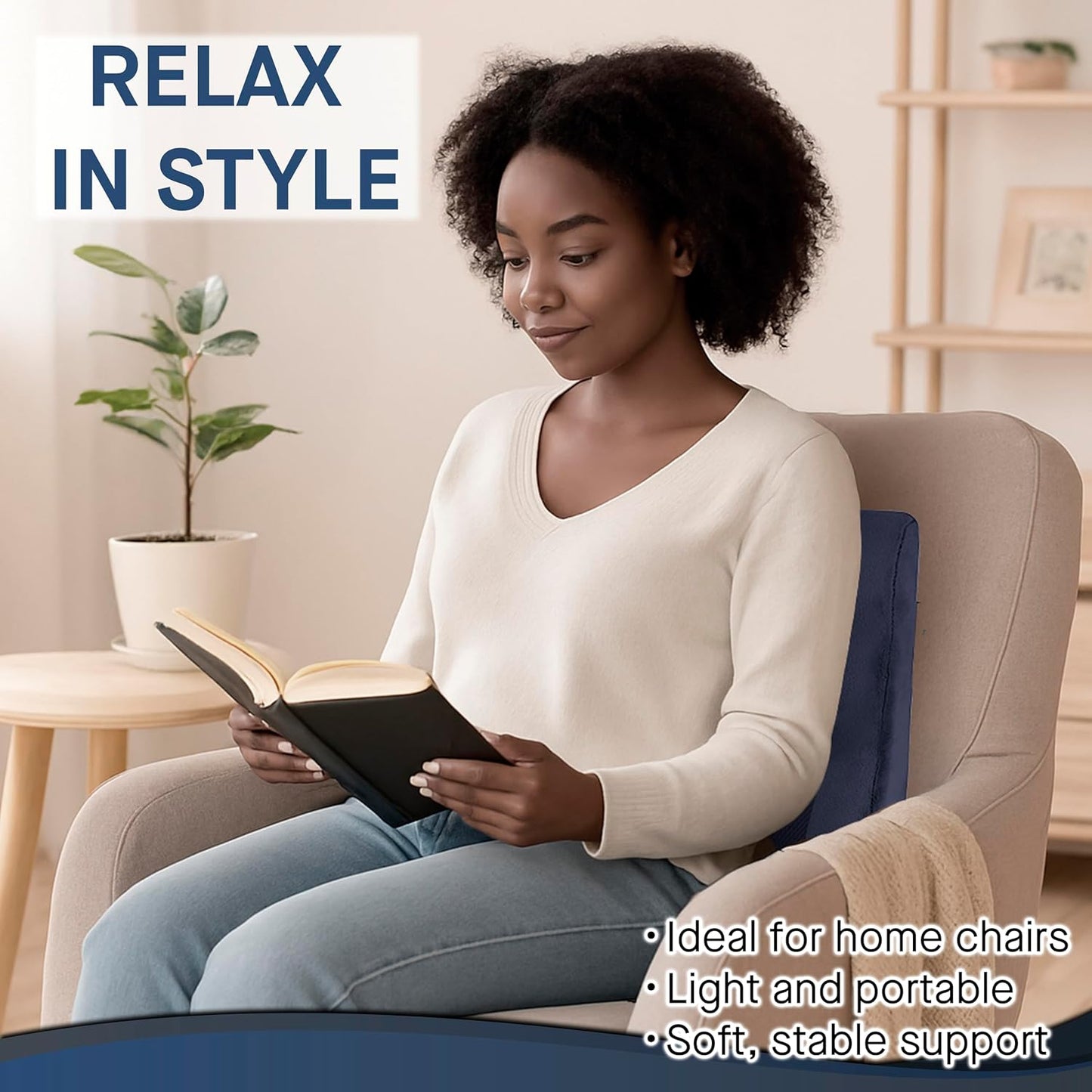 Samsonite Ergonomic Lumbar Support Pillow for Office Chair and Car Seat - Memory Foam Back Support Lumbar Pillow, Premium Cushion Chair Support for Lower Back Pain Relief and Versatile Use (Navy)