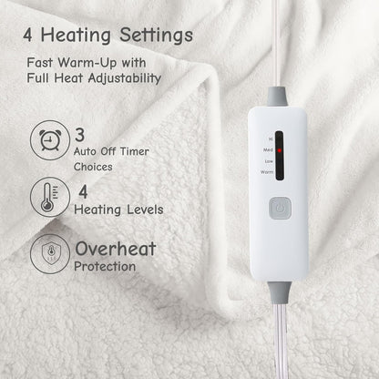 Soypipo Electric Heated Throw Blanket 50"x60", Faux Fur Plush with 4 Heat Settings & 2/4/8/10H Auto Shut-Off, Overheat Protection, Machine Washable, for Office & Chair, Dark Grey
