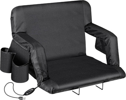 LEMY 20.5"/ 25" Wide Adjustable Stadium Seat for Bleachers Portable Water Resistant Stadium Chair with Back/Arms/Cushion for Outdoor or Indoor