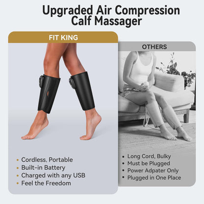 FIT KING Cordless Calf Compression Massager for Circulation and Pain Relief
