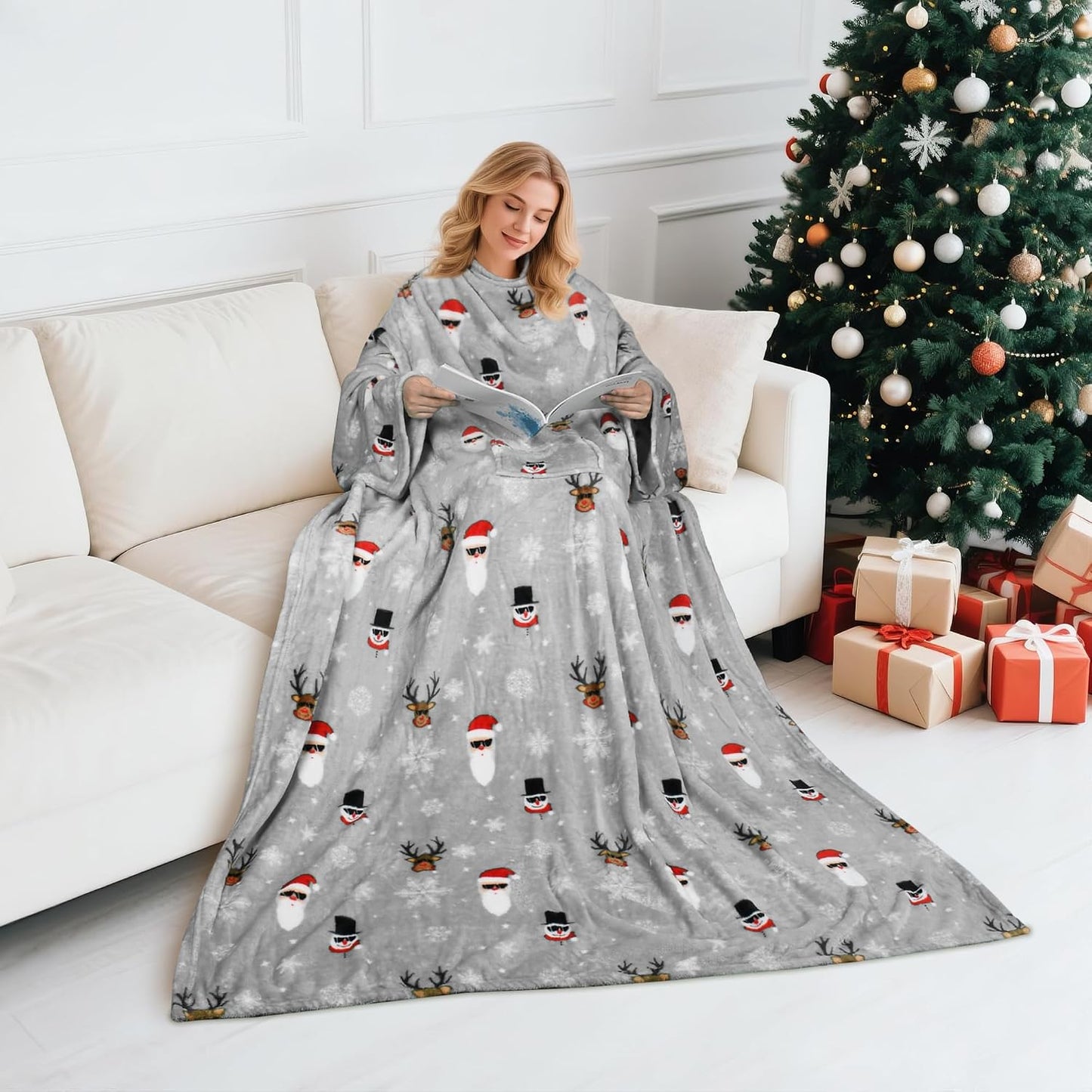 Catalonia Wearable Blanket with Sleeves for Women & Men, Fleece Wrap Throw | Cozy Sleeve Design for Hands-Free Comfort, Perfect for Reading, TV Time & Relaxing, Christmas & Birthday Gift