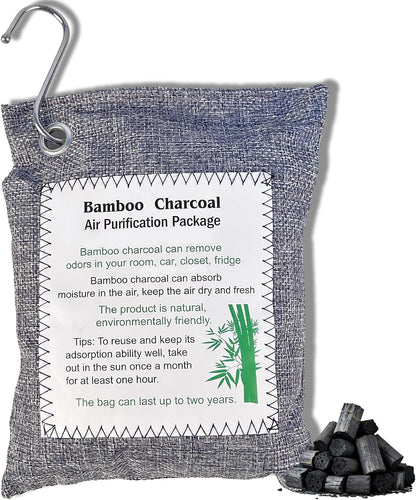 Bamboo Charcoal Air Purifying Bag, Activated Charcoal Odor Absorber Moisture Absorber Car Fresheners Odor Eliminator for Home Car Closet Refrigerator Shoe Smell Remover Gym Bag Deodorizer, Grey