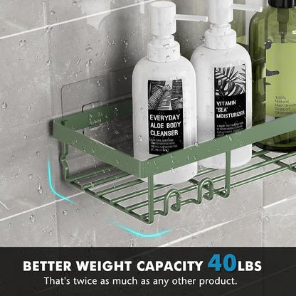 Moforoco Shower Caddy Shelf Organizer Rack, Self Adhesive Black Bathroom Shelves Basket, Home Farmhouse Wall Inside Organization and Storage Decor Rv Accessories, First Camper Apartment Essentials