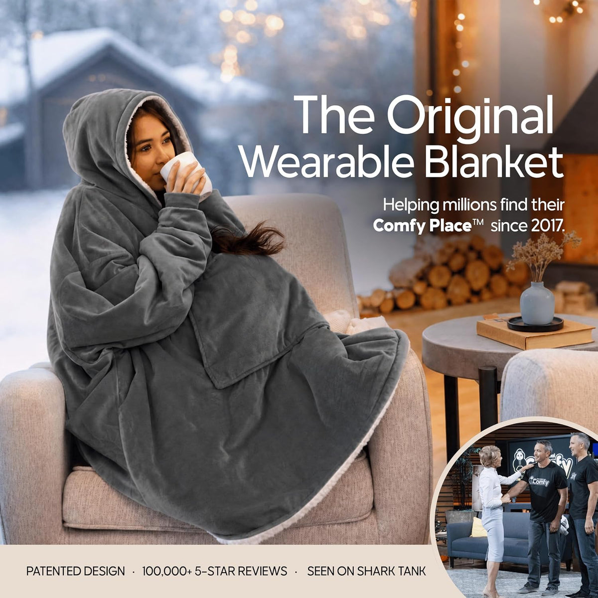 THE COMFY Original | Shark Tank | Patented | Sherpa Wearable Blanket Hoodie