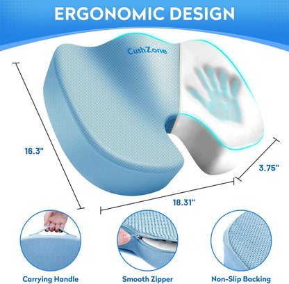 CushZone Seat Cushion Memory Foam Chair Pad for Office & Car, Black
