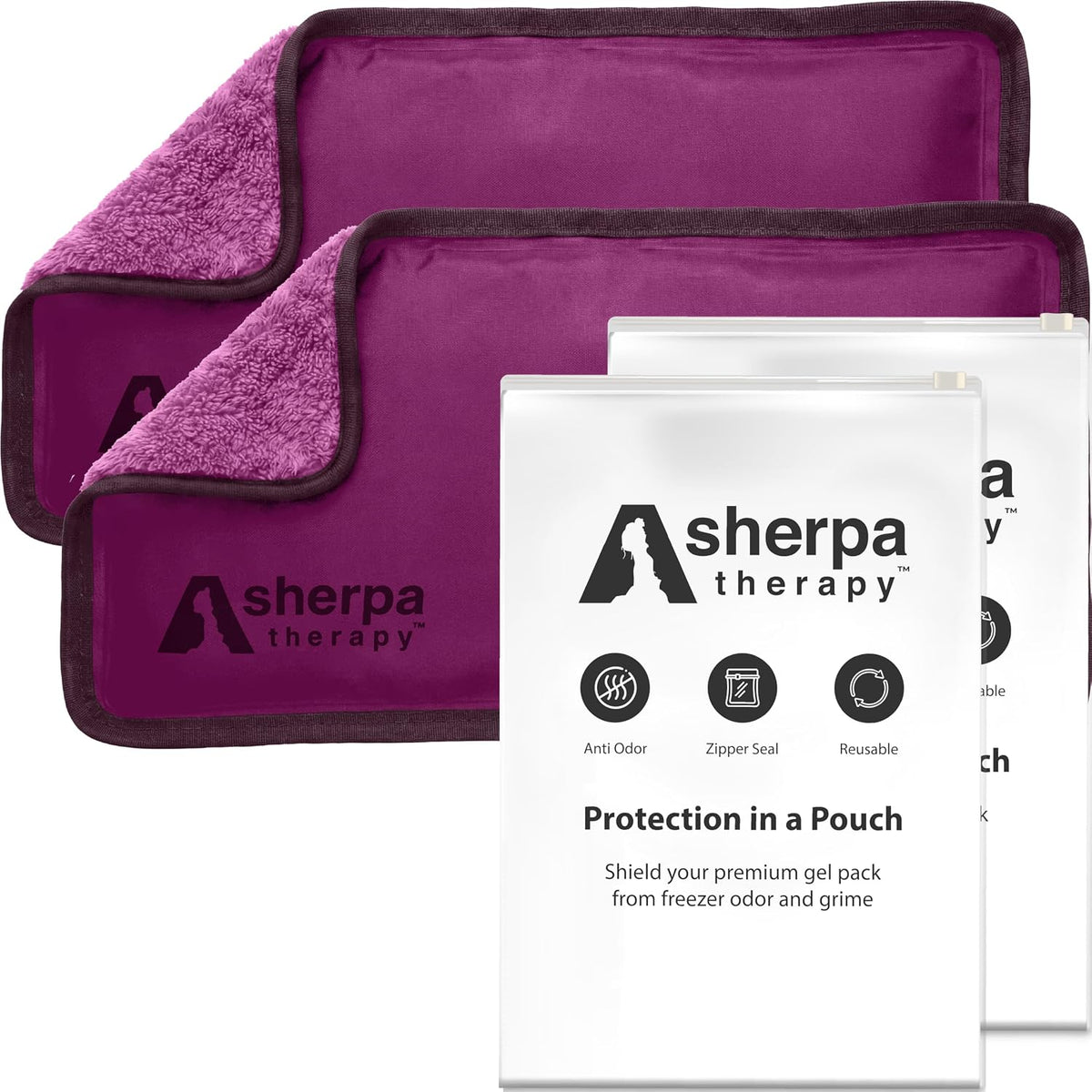 Medium Flexible Gel Ice Packs Reusable - Hot and Cold Soft Ice Packs for Injuries Reusable for Ankle, Arm, Foot, Leg, Back Pain Relief - 8" x 12" - Purple