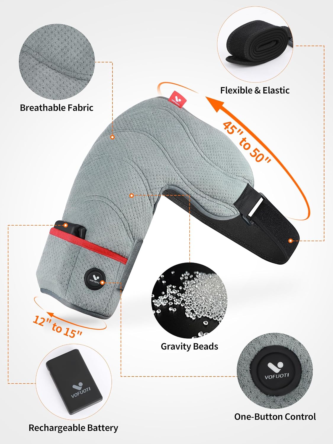 Vofuoti Portable Cordless Shoulder Heating Pad with 7.4V 10000mAh Battery