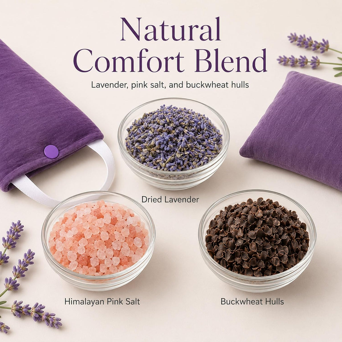 Premium Lavender Microwavable Neck Wrap Set, Heating Pad with Eye Pillow