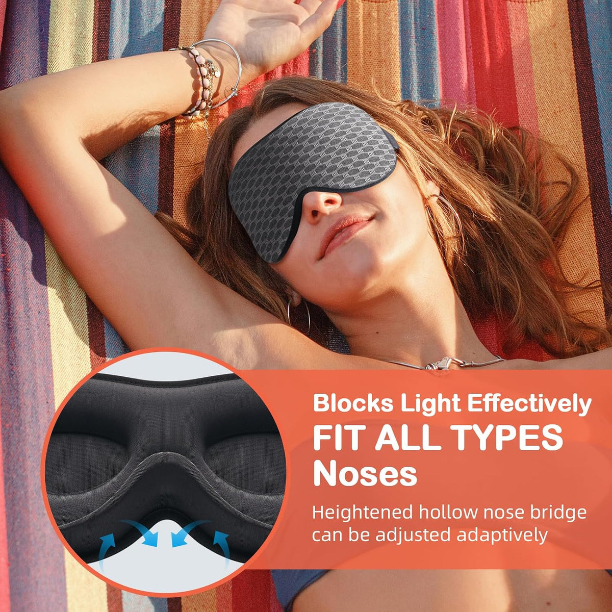 INNELO Sleep Mask for Side Sleeper, 3D Zero-Pressure, 100% Blackout, Nap