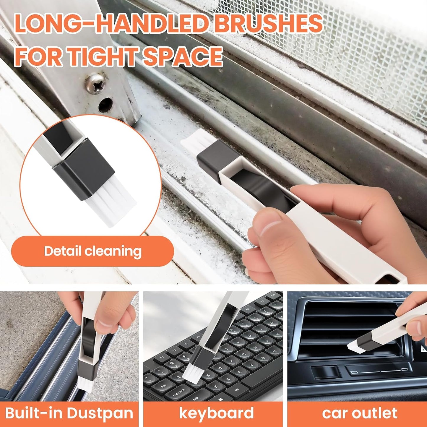 12pcs Window Track Cleaner Tool Set, Window Sill & Groove Cleaning Brushes with Hard Bristle Crevice Brush and Debris Pliers for Sliding Door Rails, Shower Door Tracks, Kitchen & Bathroom Gaps