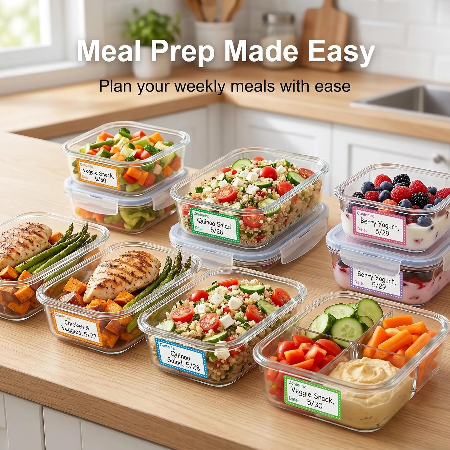 500Pcs Blue Freezer Labels, Waterproof Write-On Stickers | 500Pcs labels; removable writable adhesive for jars, containers, meal prep, pantry storage, and freezer use.