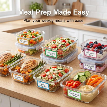500Pcs Blue Freezer Labels, Waterproof Write-On Stickers | 500Pcs labels; removable writable adhesive for jars, containers, meal prep, pantry storage, and freezer use.