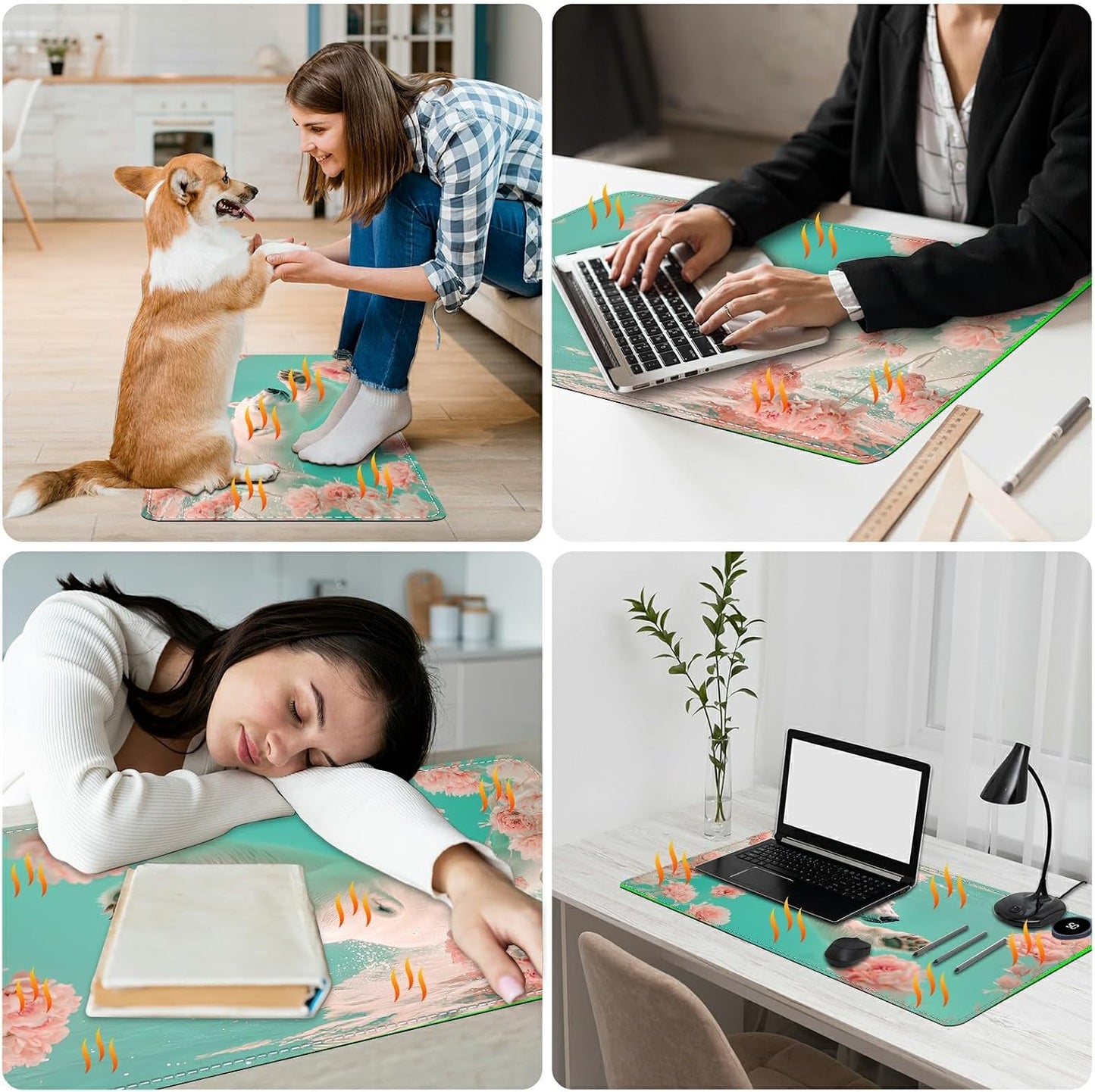 Heated Desk Pad Heated Large Mouse Pad, Electric Quickly Warm Desk Mat with 3 Levels Heating 3 Hours Auto Shut-Off, 31.5" x 13" Warm Gaming Mousepad Hand Foot Warmer, Baby Elephant