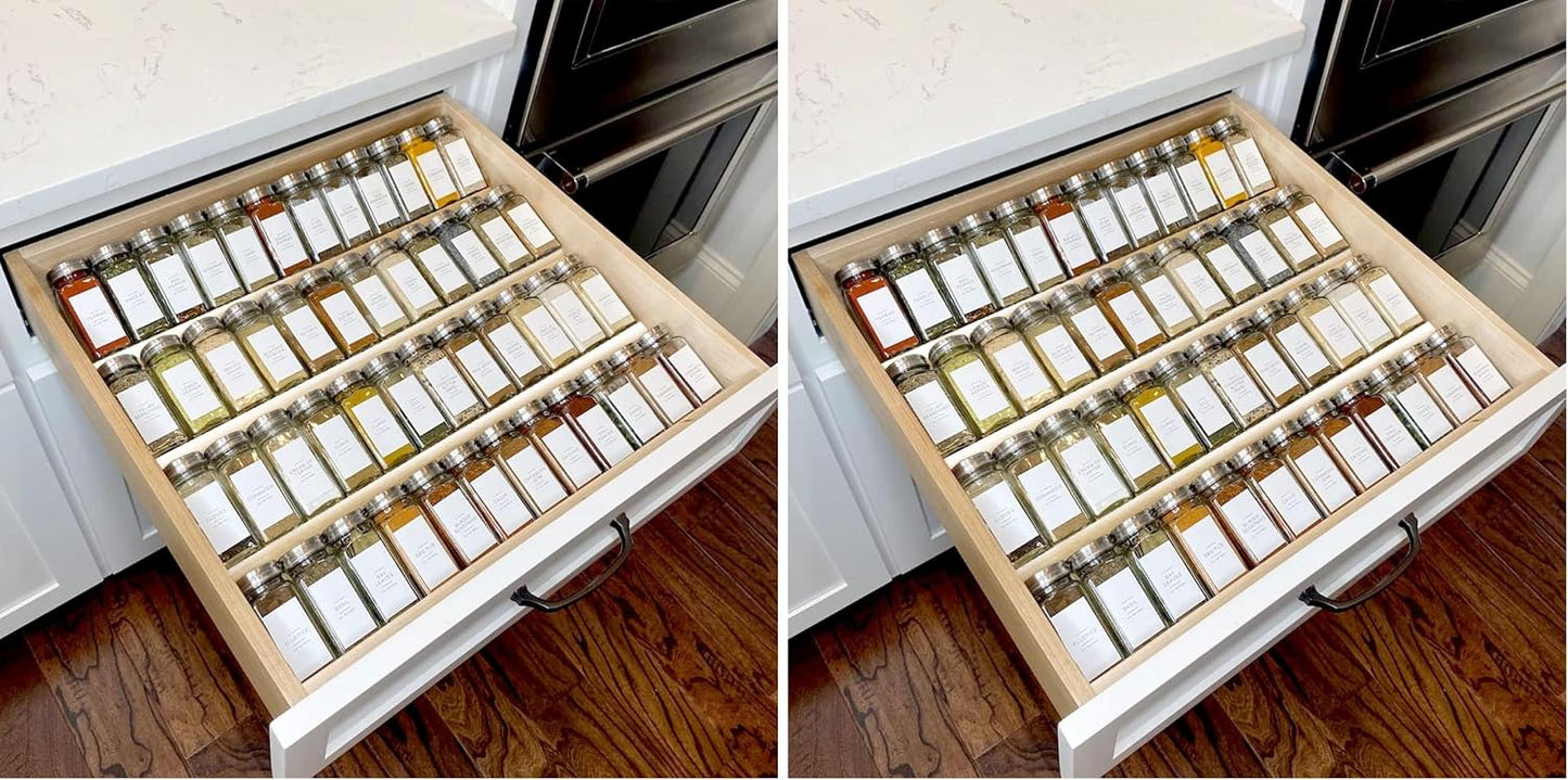 MIUKAA Clear Acrylic Spice Drawer Organizer, 4 Tier Seasoning Jars Drawers Insert, Kitchen Spice Rack Tray for Drawer/Countertop (Jars not included)