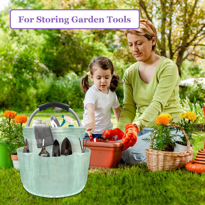 17L Cleaning Caddy with Handle and 6 Pockets, Foldable Cleaning Supply Caddy, Portable Shower Caddy in 600D Oxford Fabric, Multifunctional Storage Basket for Camping, Gardening, Black