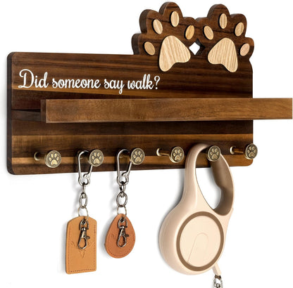 MTERSN Cute Dog Leash Holder for Wall for Pet Station Organizer, Brown