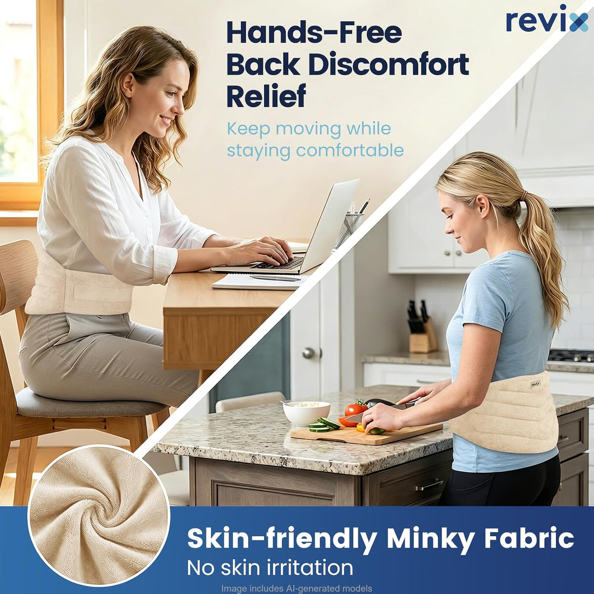 REVIX Microwave Heating Pad for Back, Wearable Moist Heat Waist Wrap, Gray