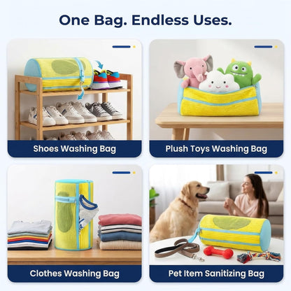 Shoe Washing Machine Bag (2 Pack) – 360° Thick Protection, Highly Durable Mesh Sneaker Washer w/Zipper Lock & Side Pockets – Deep Cleaning Sneaker Laundry Bag for Spotless Shoes