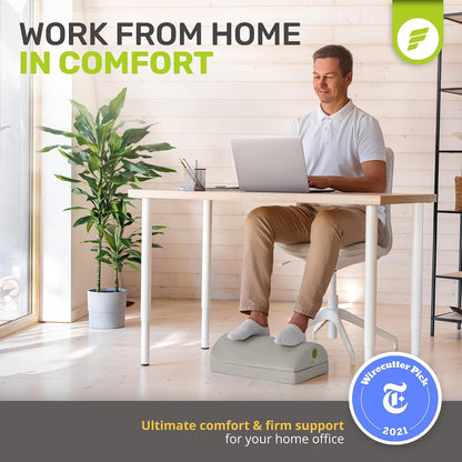 ErgoFoam Foot Rest for Under Desk at Work Adjustable - Chiropractor-Endorsed, High-Density Foam, Velvet (Black)