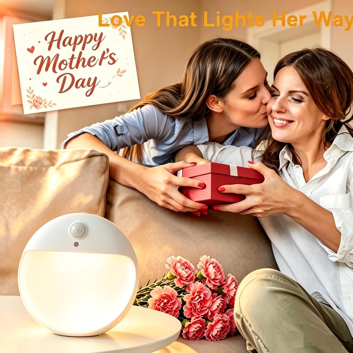 Small Motion Sensor Amber Night Light Battery Operated, Toilet Light | 2 Pack, 3 Modes, Dimmable 1-15lm, Dim Light Soft Glow, No Plug, Wireless Stick on Light for Bedroom, Sleep, Bathroom, Kids