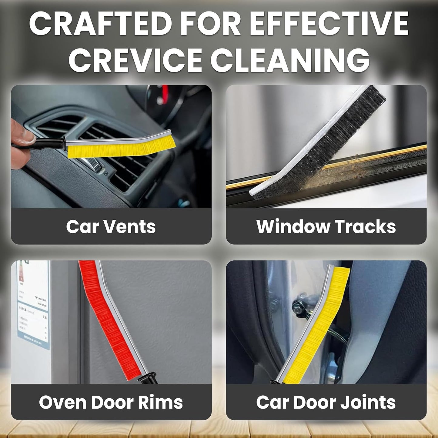 Crevice Cleaning Brush Set – 3Pcs Hard Bristle Cleaning Tools for Grout, Tile Floors, Gaps & Narrow Spaces – Small Grout Scrub Brush for Cleaning Bathroom, Shower, Window Tracks, Kitchen | Grout Scrub Brush for Tile Floors, Bathroom, Shower, Window