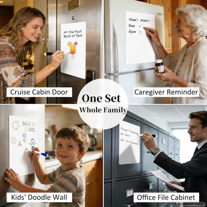 Magnetic White Board for Refrigerator Plan Weekly Menus at a Glance | Dry Erase Sheet for Meal Schedules - 12" x 8" Kitchen Command Center for Busy Moms with Magnet Backing Packed Flat