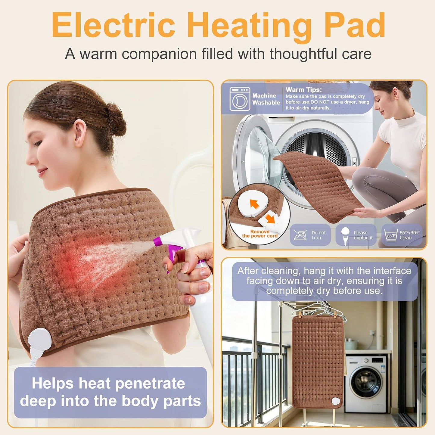 Heating Pad,Heated Blanket,Heating Pad for Back Neck,Grey,24x12 Inch | Electric Heating Pad,Dry/Moist Heat Heating Pads,Heating Pads for Shoulder,Abdomen,Heat Pad for Women Men,Birthday Gift