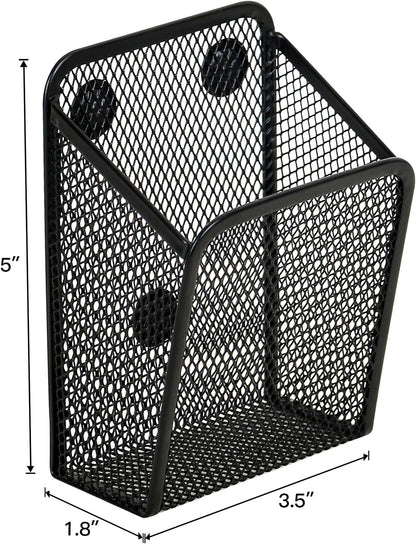 UCYCAZ Magnetic Pen Holder,Single Magnetic Pencil Locker Holder Organizer | Strong Magnets Mesh Marker Holder,Locker Accessories,Writing Utensil Storage Organizer,Pen Basket for Whiteboard,Refrigerator