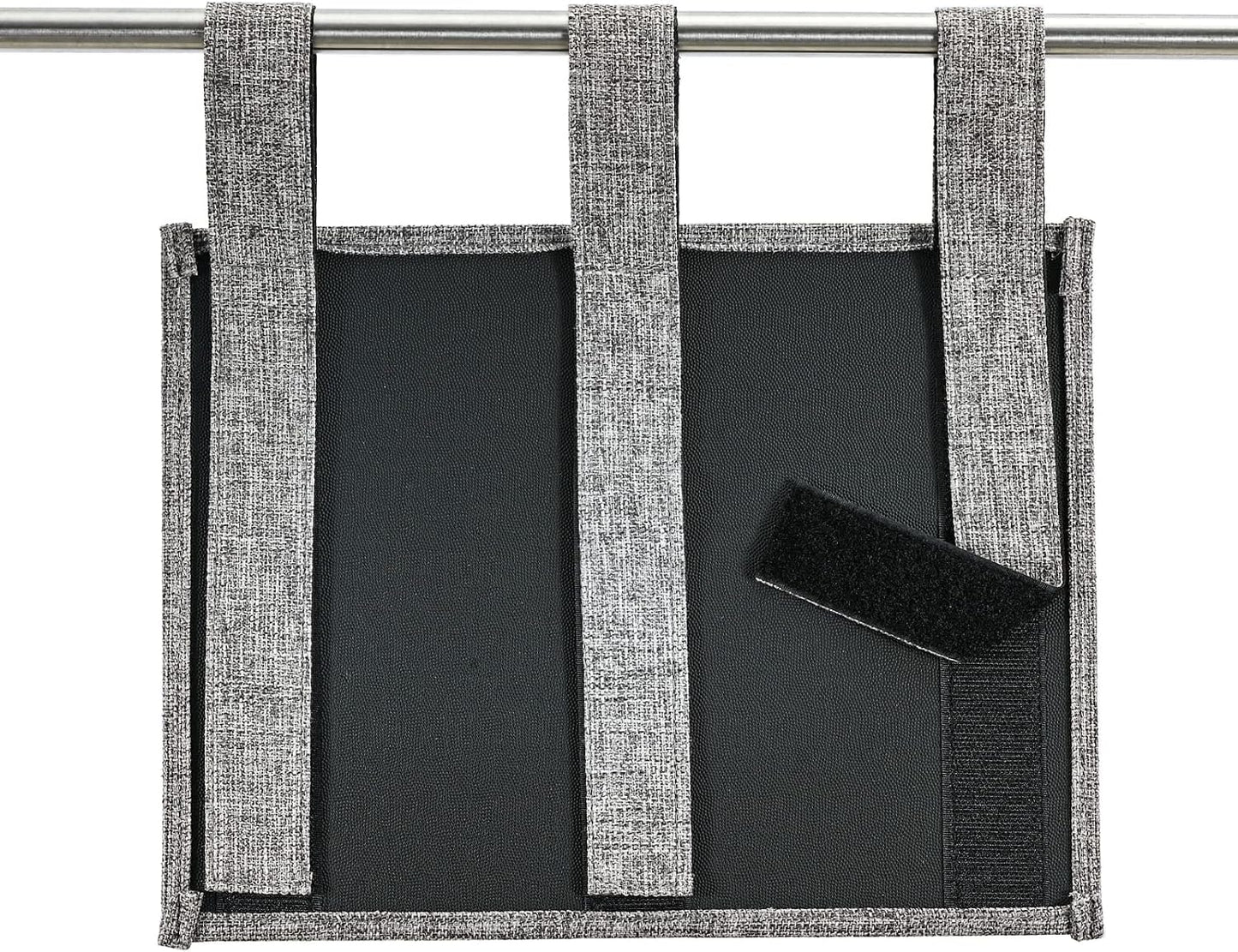 Zafit Linen Bedside Caddy, Bedside Storage Organizer for Hospital Beds, College Dorm Rooms or Baby Bed (4 Pockets-Black)