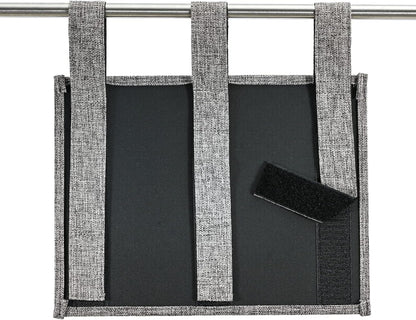 Zafit Linen Bedside Caddy, Bedside Storage Organizer for Hospital Beds, College Dorm Rooms or Baby Bed (4 Pockets-Black)