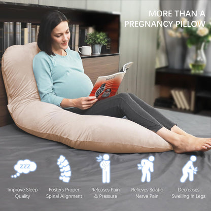 MOON PARK Pregnancy Pillows for Sleeping - 57 Inch U Shaped Full Body Maternity Pillow with Removable Cover - Support for Back, Legs, Belly, Hips - Pregnancy Pillow for Women - Grey