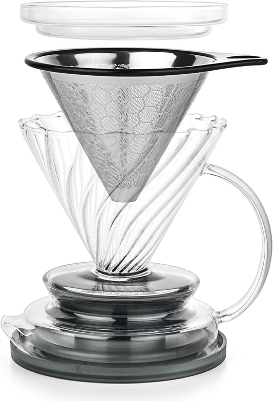 Glass Tea Infuser – Loose Leaf Brewer Cup with Lid – Premium Glass Steeper for Loose Leaf with Coaster | Easy Brew & Clean, BPA-Free, Innovation Smart Tea Maker for Daily Brewing | 17oz