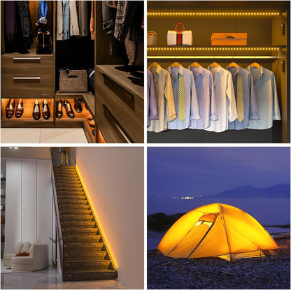 WOBANE Motion Sensor Stair Strip Lights,Rechargeable LED Closet Light,White