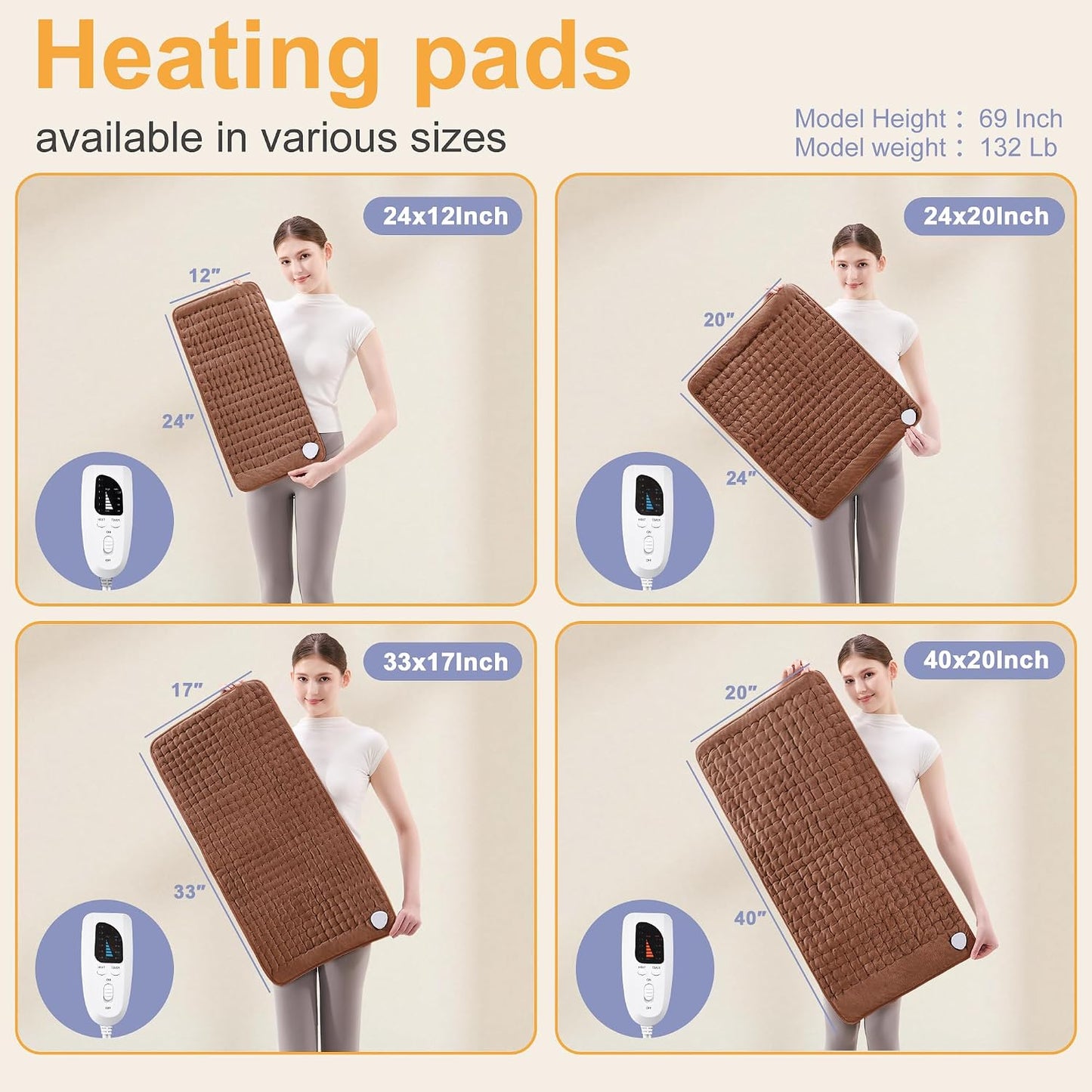 Heating Pad,Heated Blanket,Heating Pad for Back Neck,Grey,24x12 Inch | Electric Heating Pad,Dry/Moist Heat Heating Pads,Heating Pads for Shoulder,Abdomen,Heat Pad for Women Men,Birthday Gift