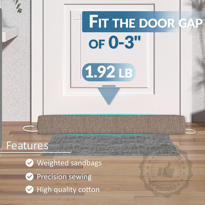 SYIPO Triangle Door Draft Stopper，35.4" Weighted Under Door Draft Blocker Bottom Door Seal Noise & Air，Interior Sound Proof Door Snake Draft Insulation Stopper | Warm in Winter & Cool in Summer，Brown