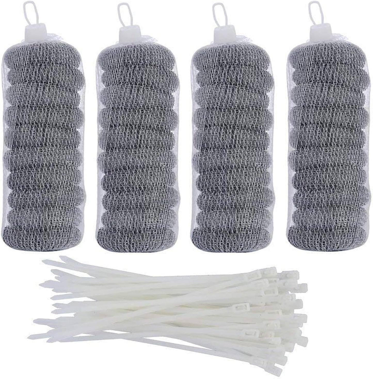 SUNHE YHK Lint Traps for Washing Machine, 40 Pieces | Stainless Steel Laundry Mesh Washer Hose Filter, 40 pcs Cable Ties, Catches Lint, Hair and Debris From Washer Drain Hoses