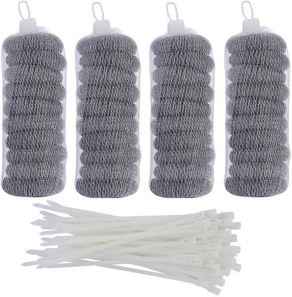 SUNHE YHK Lint Traps for Washing Machine, 40 Pieces | Stainless Steel Laundry Mesh Washer Hose Filter, 40 pcs Cable Ties, Catches Lint, Hair and Debris From Washer Drain Hoses