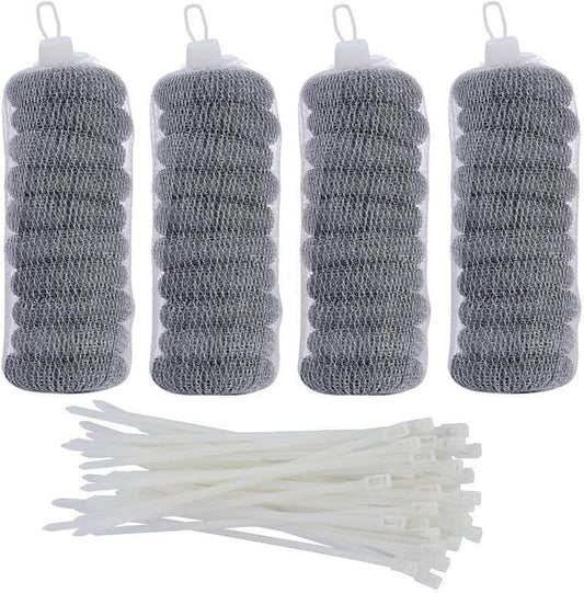 SUNHE YHK Lint Traps for Washing Machine, 40 Pieces | Stainless Steel Laundry Mesh Washer Hose Filter, 40 pcs Cable Ties, Catches Lint, Hair and Debris From Washer Drain Hoses