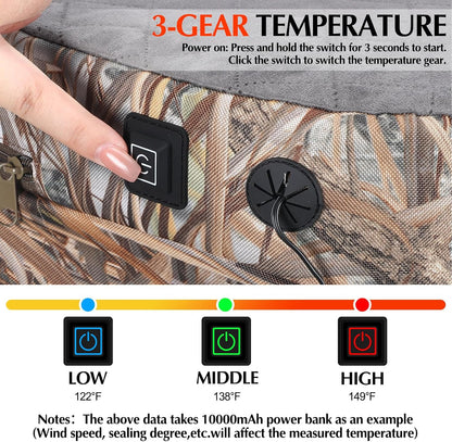 Thyle 2 Pcs Tree Stand Heated Seat Cushion Waterproof Hunting Reed Camo | USB Powered Heating, Foldable for Tree Stand Ice Fishing Camping, Portable Outdoor Use, Power Bank Not Included